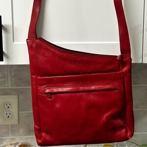 Red Leather Crossbody Bag by Debby Alexander
